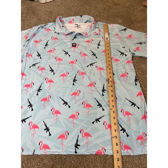 EAgle six Golf Polo flamingo gun pale blue funny Moisture wicking Athletic  XXL - Picture 5 of 6